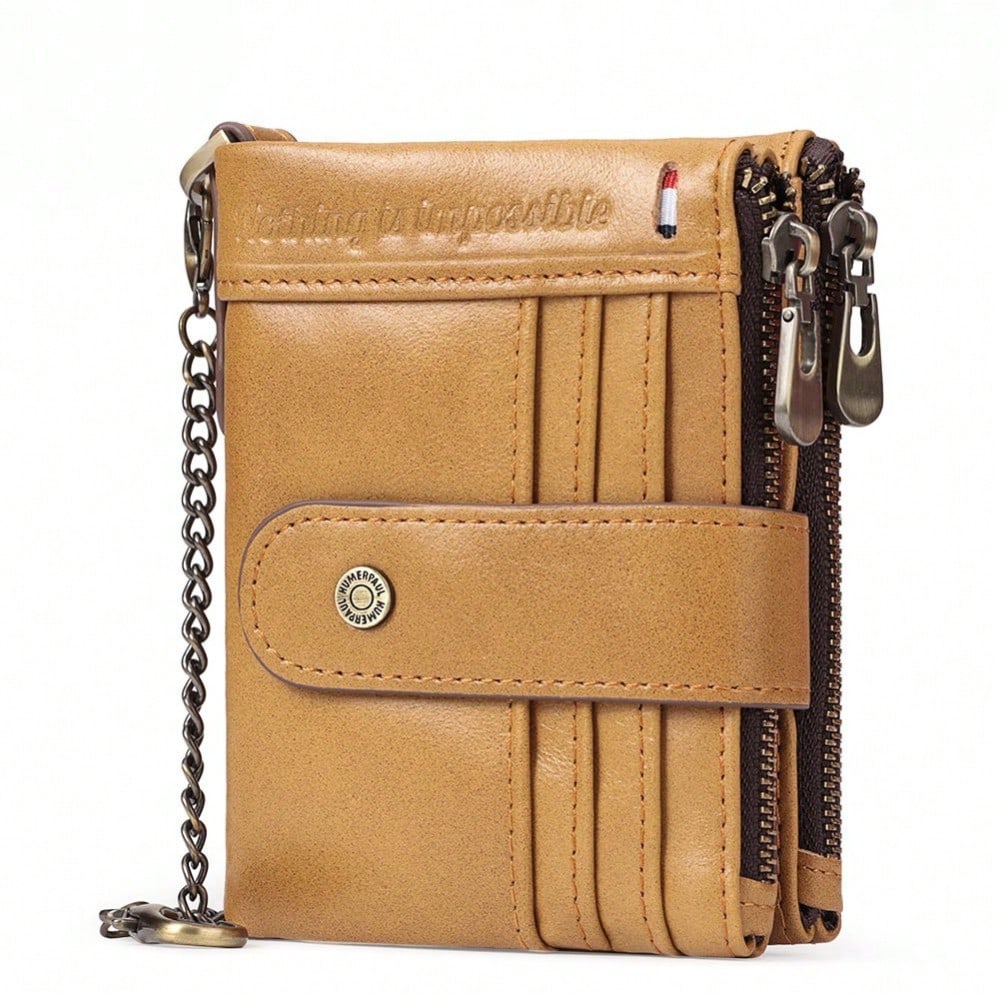 Portefeuille homme RFID multi-cartes Sac à monnaie double fermeture éclair brown multicolore