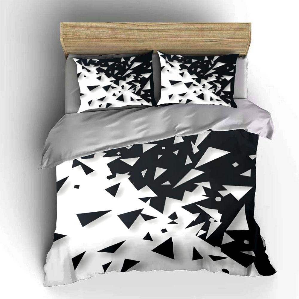 Black And White Geometric Fragments Bedding Set For Kids Luxury Gift 3Pcs Digital Print Comforter Set Soft Comfortable