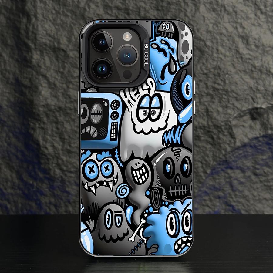 Phone Case for iPhone 15 16 Pro Max 11 13 Pro 14 Plus 12 11Pro 15Pro Max 16e Shell Cover Fundas Super Cool Black Graffiti