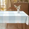 Single-sided Printed Tablecloth with a Pattern of Light Blue and White Checks, Featuring Yellow Stars