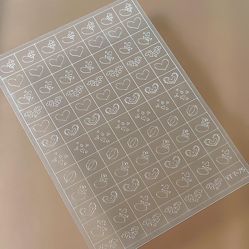 Nail Art Stickers Heart Shape Hollow Out Leaf Decals Adhesive Template for DIY Manicure Embellishment