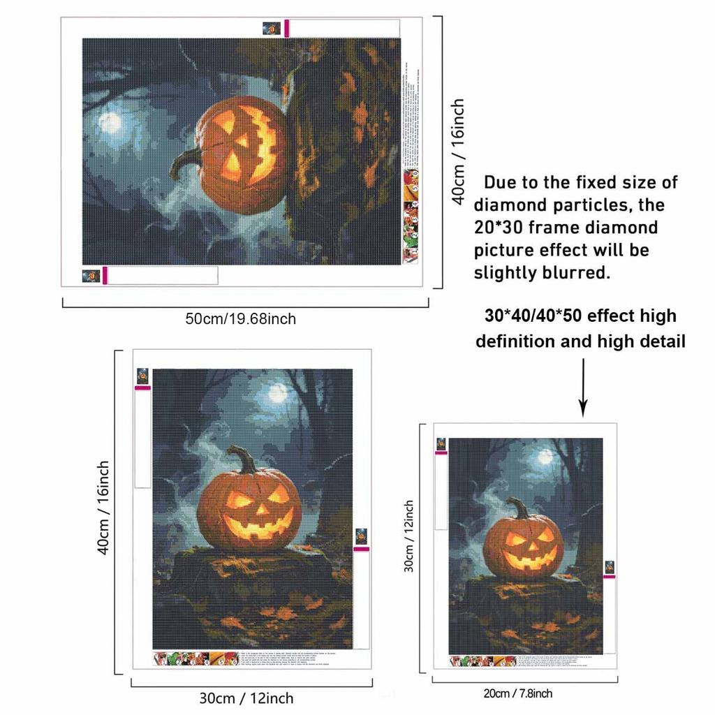 DIY Full Drill Diamond Painting Kit Halloween Pumpkin Design Rhinestone Canvas Art Relaxing Handmade Gift for Adults