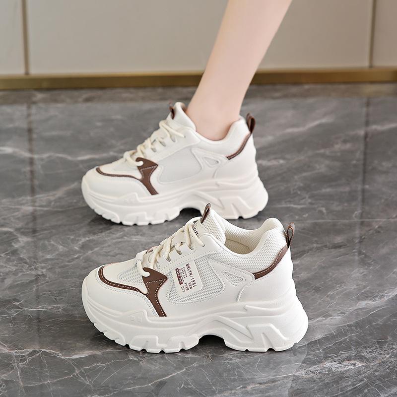 Mesh dad shoes 2024 spring and autumn new fashion Korean version of women's sports shoes heightened platform casual women's single shoes