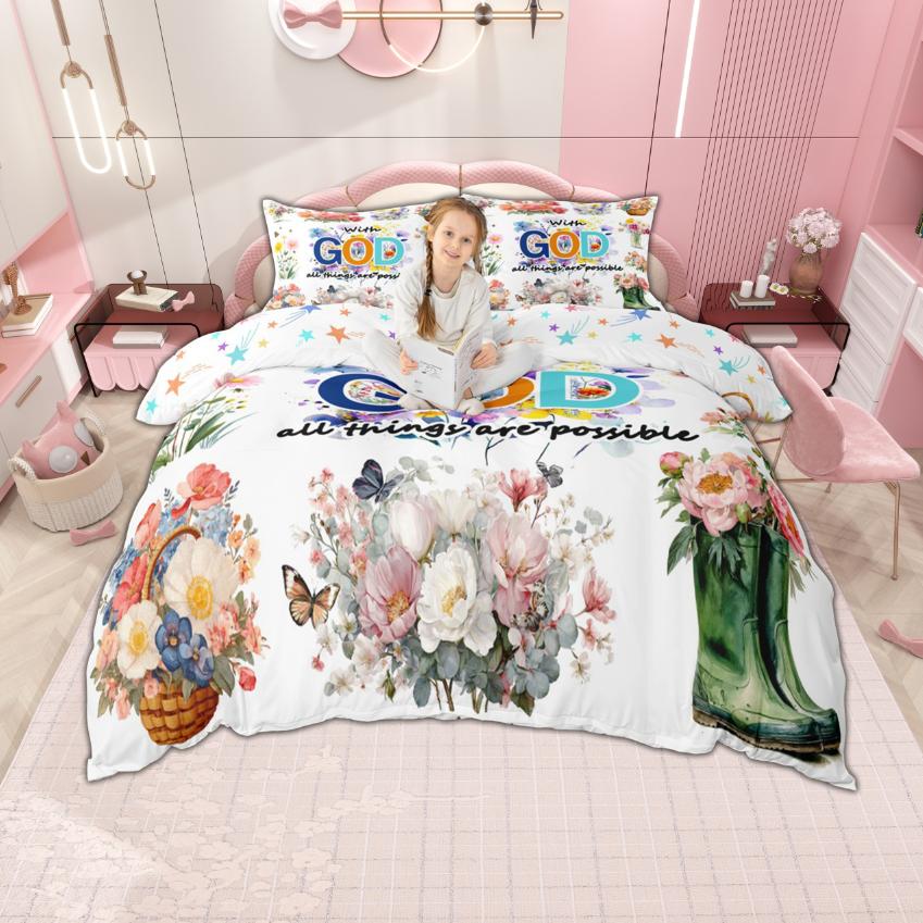 

Homewish Chic Blossoms Duvet Cover Set, Botanical Flower Bedding Set, Girls Floral Bed Set, Room Decor DE XS 100x135cm 2pcs&set