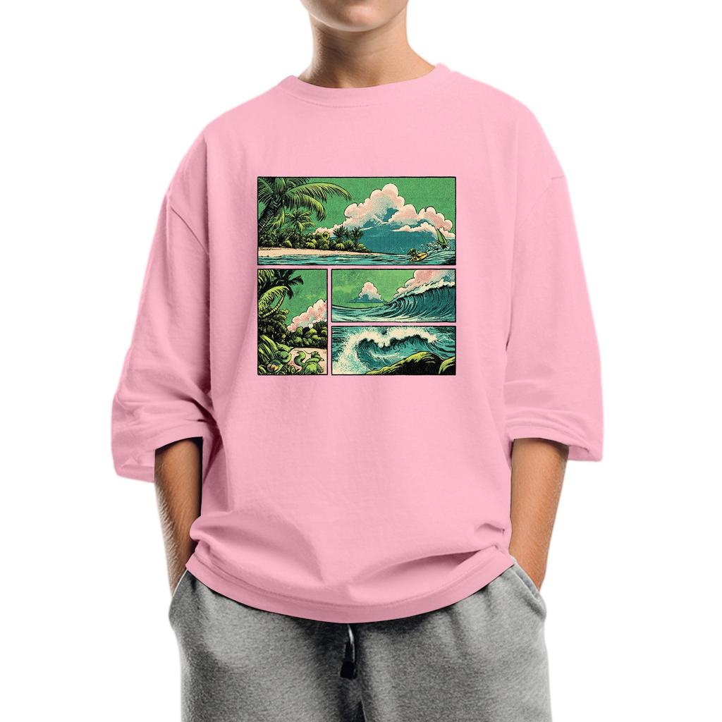 Children's Fashion Printed Round Neck Seven Sleeve Top Casual T-Shirt