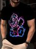 Unisex Schnelltrocknendes T-Shirt Horrorbär-Print Kurzarm Rundhals Sport-T-Shirt Atmungsaktiv Feuchtigkeitstransportierend Streetwear Oberteil
