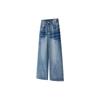 Unisex Distressed Washed Denim Jeans Straight Fit Mid-Rise Casual Streetwear Youth