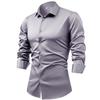 Men's Silk Satin Long Sleeve Button-Up Dress Shirt, Non-Iron Wrinkle-Resistant Business Casual Formal Top
