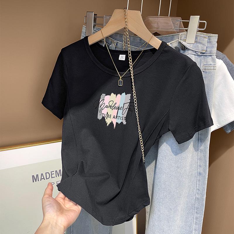 Women's American Cotton Slim Fit Round Neck Short Sleeve T-Shirt – Trendy Summer Essential