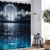 Shower Curtain Full Moon Ocean Landscape Waterproof Fabric Bathroom Decorative Shower Curtain with Hook 180x180cm