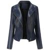 Kadın Suni Deri Biker Ceket Standı Yaka Asimetrik Fermuarlı PU Moto Ceket Kısa Motosiklet Mahsul Dış Giyim Bombacı Üstleri Sonbahar Bahar Kıyafetleri Moda Yeni