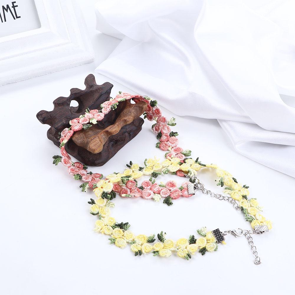 Gifts Girls Romantic Floral Sweet Embroidery Choker Chain Jewelry Clavicle Chain Flower Necklace