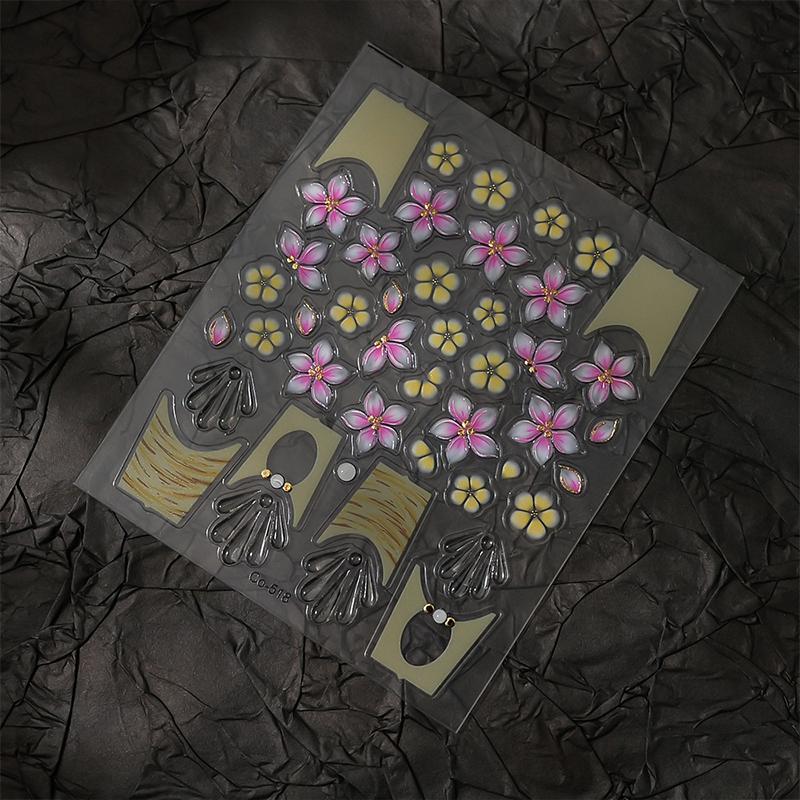 Wearable Nail Art Stickers Free Hand-Painted 3D Sculpted Nail Art Stickers Flower Jelly Nail Art Stickers