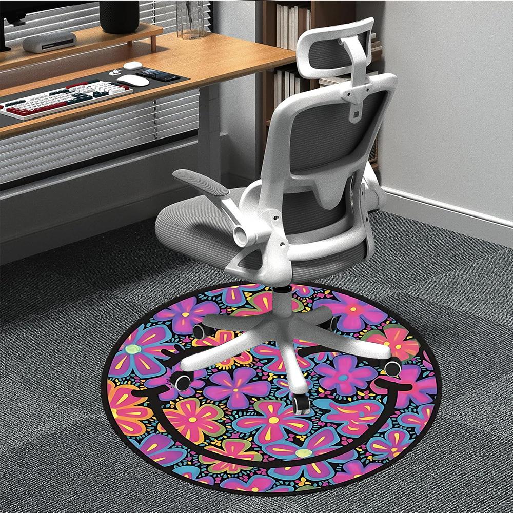 1pc Flower Mandala Pattern Carpet for Office Non-Slip, Round Carpet, Soft & Comfortable, Carpet for Office, Lightweight Round Floor Mat