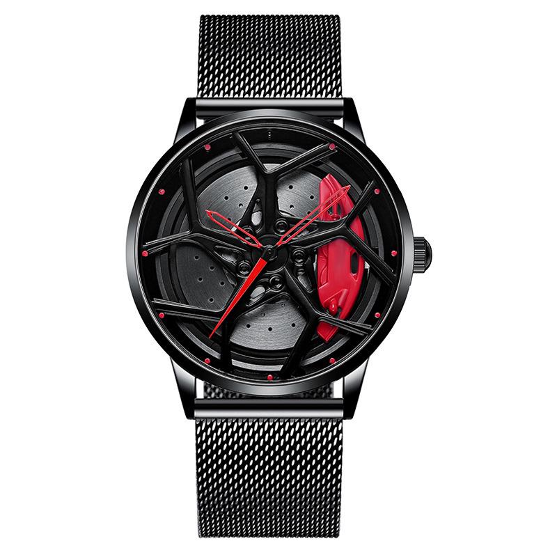 SVJ2021 RS8 Men's 3D Brakes Hollow Dial Sports Car Black Waterproof Watch