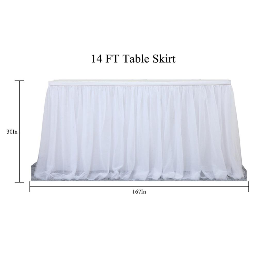 6/9/14Ft Tulle Table Skirt Rectangular Table Decoration Gauze Cloth Cover For Wedding Party