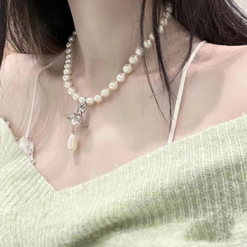 Saturn Pearl Necklace For Women Handmade Multilayer Pendant Elegant Jewelry Gift For Women