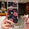 Oil Painting Floral Leather Lanyard Case For iPhone 18 Pro Max Hybrid TPU+PU Anti-skid Soft Cover For iPhone 17 16 15 14 13 Pro Max