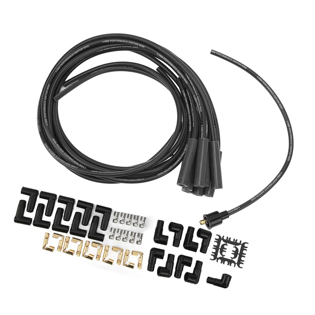 8.5mm 180 Degrees  Sparking Plug Ignition Wire Set Spark Plug Wires with Dustproof Cap Replacement for Chevy 8 Cylinder