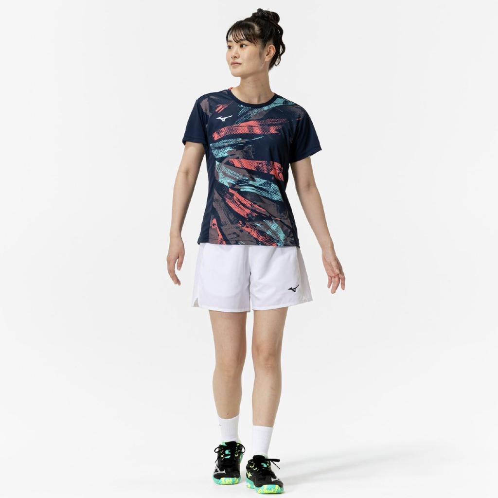 Short Sleeve Game Dynamotion Perfect for Club Navy Size S Women's Tennis/Badminton Shirt, Sweat-Wicking, Quick-Drying, Fit, Activities, Blue,