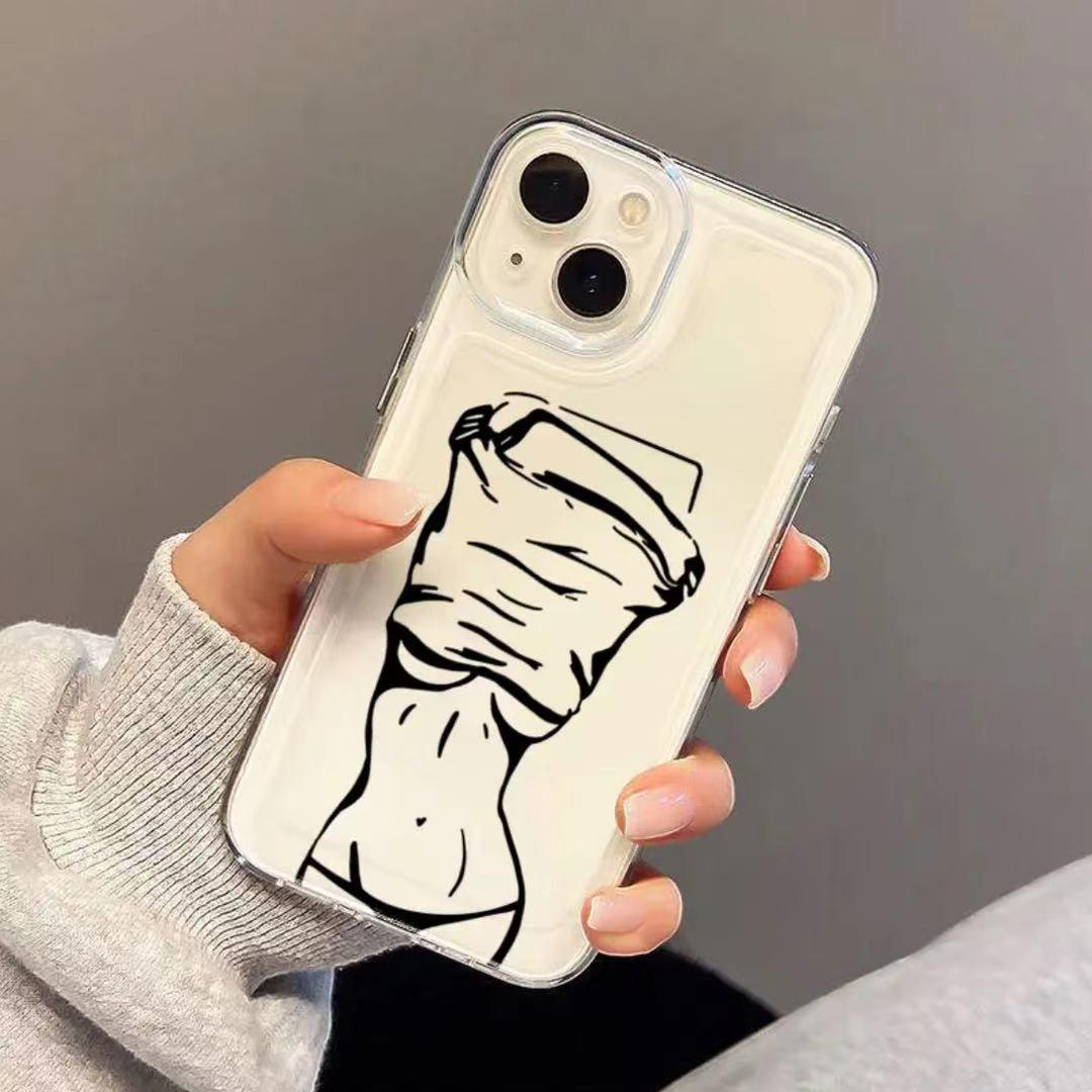 

Чехол с мультяшной девочкой: Подходит для iPhone 11, 12, 13, 14 Pro Max, 15, 15 Plus - Прозрачный с точными вырезами iPhone 13