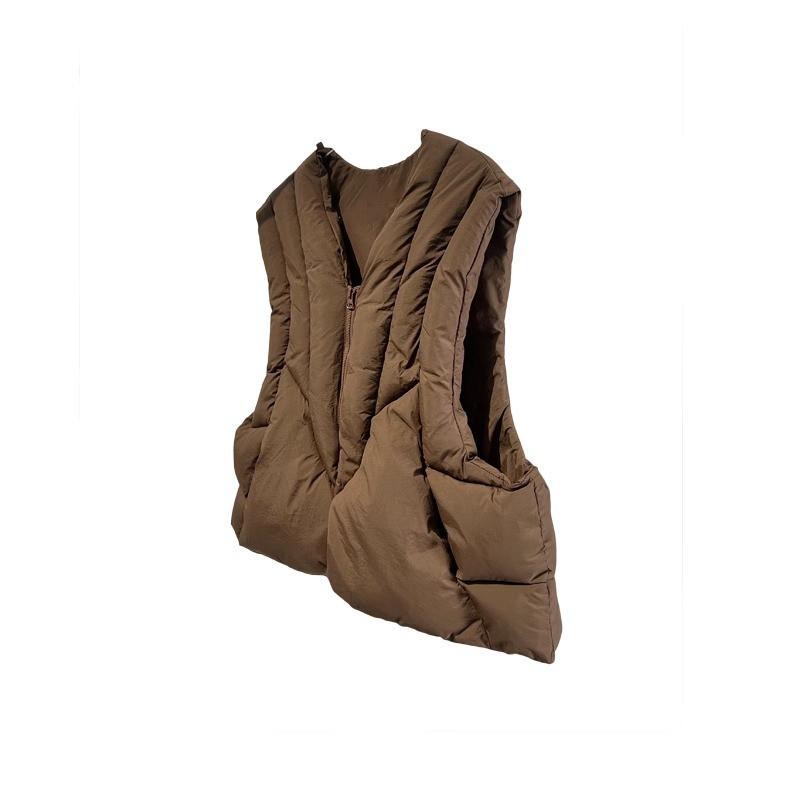 Unisex Thick Vest American Deconstructed Design Fall Winter Streetwear Loose Sleeveless Jacket Cleanfit