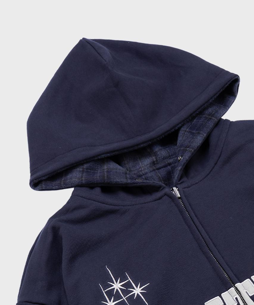 Saintpain Sp Check Reversible Zip-Up Hoodie Navy