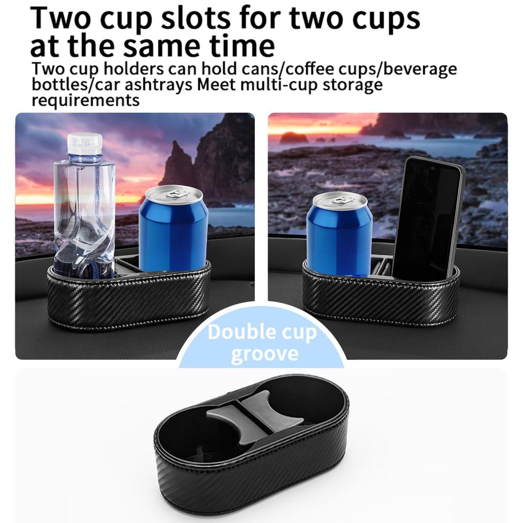 Dual Drink Holder for Car, Stick-on Cup Holder for Dashboard, Fixed Car Drink