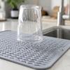 Silicone Dish Drying Mat Medium Size Flexible Non-Slip Water Draining Mat with Wave Pattern for Kitchen Sink Countertop Use