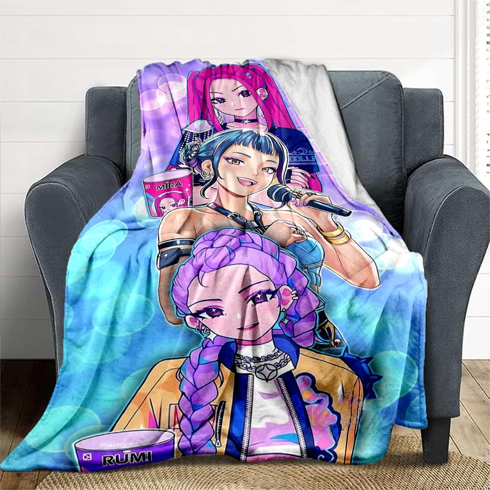 1pc K-Pop Hunters Outdoor Blanket Lightweight Flannel, All-Season Use for Sofa, Bed, Travel, Camping, Living Room, Office, Couch040