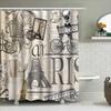 Paris Theme Vintage Style Shower Curtain Elegant And Classic Waterproof And Anti-Mold Bathroom Curtain Essential Home Decor