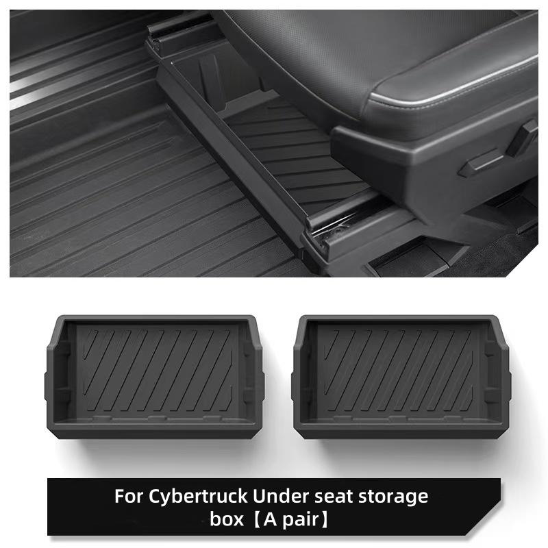 For Tesla Cybertruck Storage box under front seats drawer-type storage box seat hidden storage box Car interior accessories