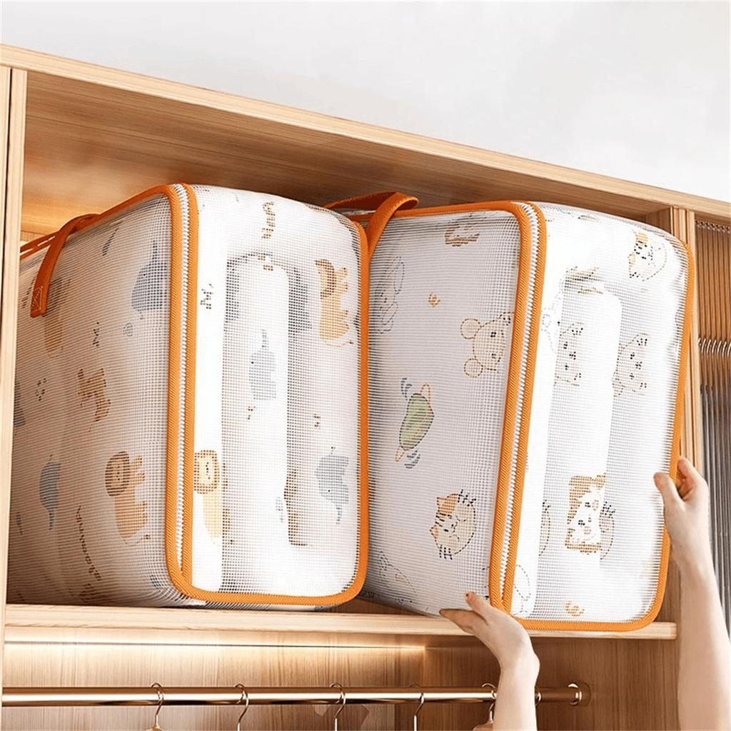Foldable Transparent PVC Storage Bag with Handle Large Capacity Portable Organizer for Household Travel Cosmetics and Accessories