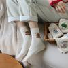 Girls' Autumn and Winter Cartoon Cute Mid-calf Socks, Dot-yarn Long Calf Socks, Women's White Socks