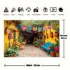 2D flat,1pc Mexican Garden Theme Backdrop with Guitars, Colorful Flags, and Flowers for Photography -No electricity