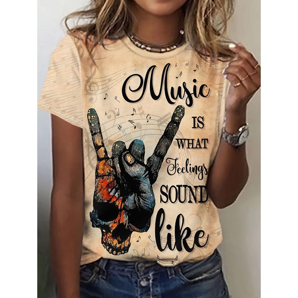 Printed sports T-shirt, fashionable short sleeved round neck casual top