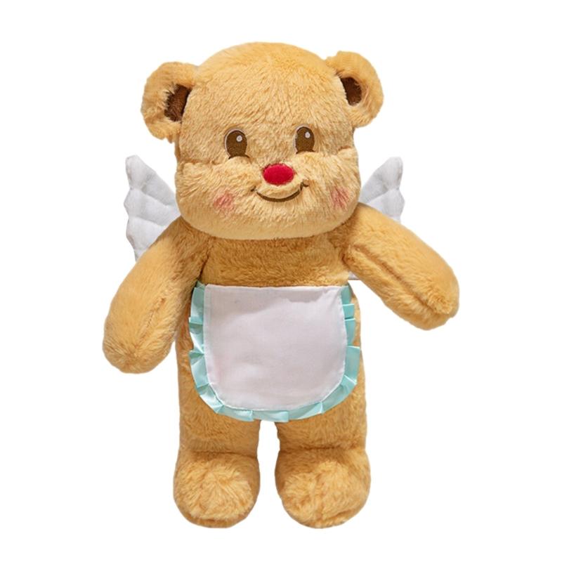 Bear Plush Toy Soft Plush Butter Angelic Bear Cushions with Apron Designs for Comfort Styles Winged Bear Throw Pillow