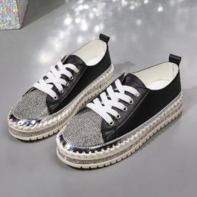 Lässige Board-Schuhe für Damen, modisch und vielseitig mit Diamanten, Slipper für Damen, Slipper für Damen, Schuhe mit dicker Sohle für Damen