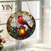 Acrylic Holiday Hanging Decorations Christmas 2D Suncatcher, Stained Glass Style Black Cat Window Hanging, Decorative Wall Plaques Colorful