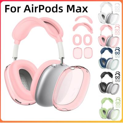 4 in 1 Silikon + TPU Klare Schutzhülle Stoßfest Ohrpolster Ohrmuscheln Stirnbandabdeckung Ohrpolster/Ohrenschützer für AirPods Max