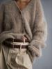 Women's 2025 Autumn Winter Faux Mink Knit Cardigan V Neck Long Sleeve Loose Casual Sweater Coat