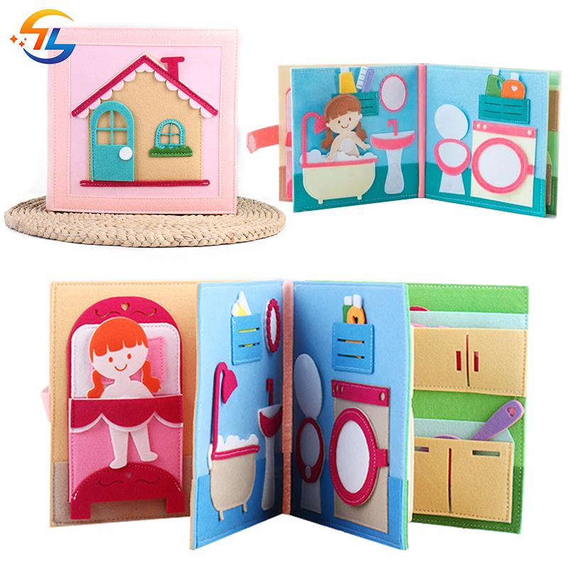 Non-Toxic Toddlers Montessori Toy Busy Book 3D Baby Story Cloth Activities Felt Quite Book Board Preschool Learning Education Travel Toys