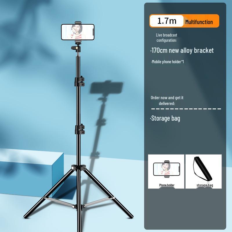 Dual-Camera Floor-Standing Tripod for Outdoor Streaming & Tablets
