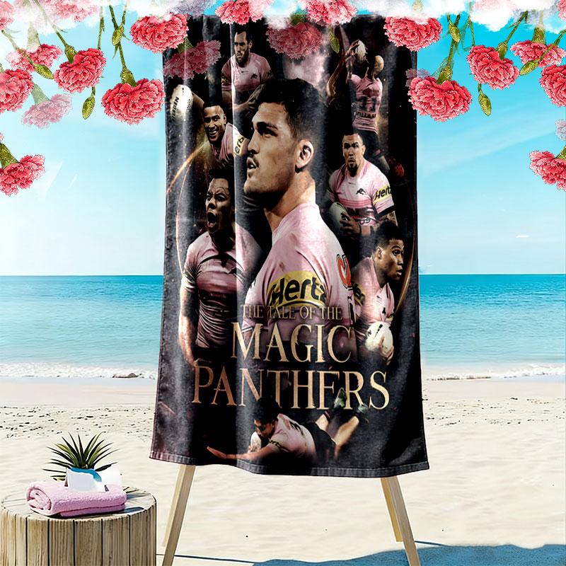 Penrith Panthers Charge Print Beach Towel, Large Soft Quick Dry Towel for Beach Camping Swimming