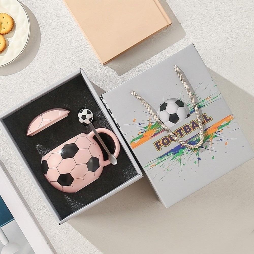 400ml Football Tea Cup Sports Theme Ceramic Mug Water Cup World Cup Soccer Cup Daily Drinking Pink 400ml