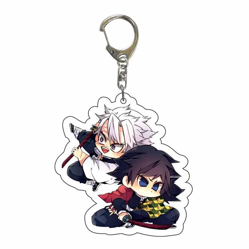 Keychain Pendant Anime Demon Slayer Kimetsu No Yaiba Kamado Tanjirou Double Sided HD Bag Pendant Gift For Fans Cosplay Props Jewelry Gift