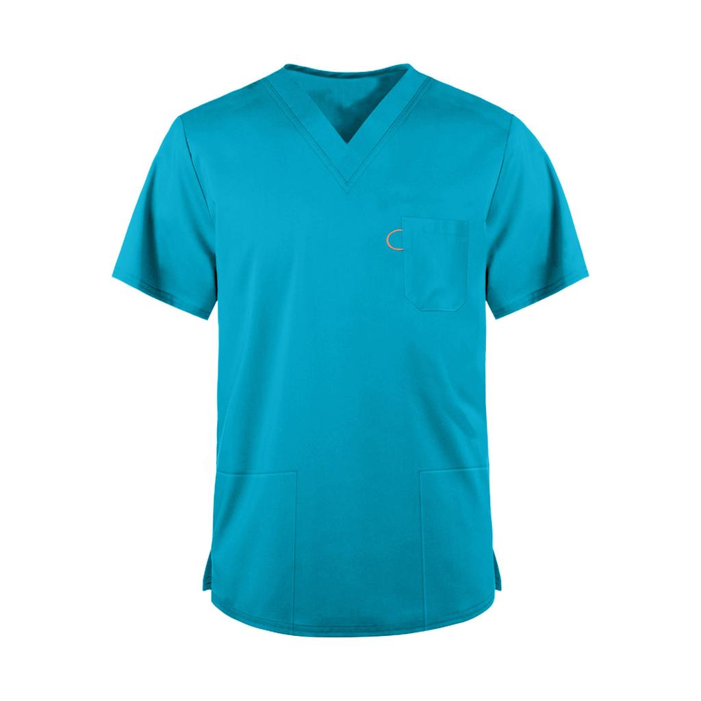 Men's Fashionable V-neck Short-sleeved Work Uniform, Color Top, Uniform