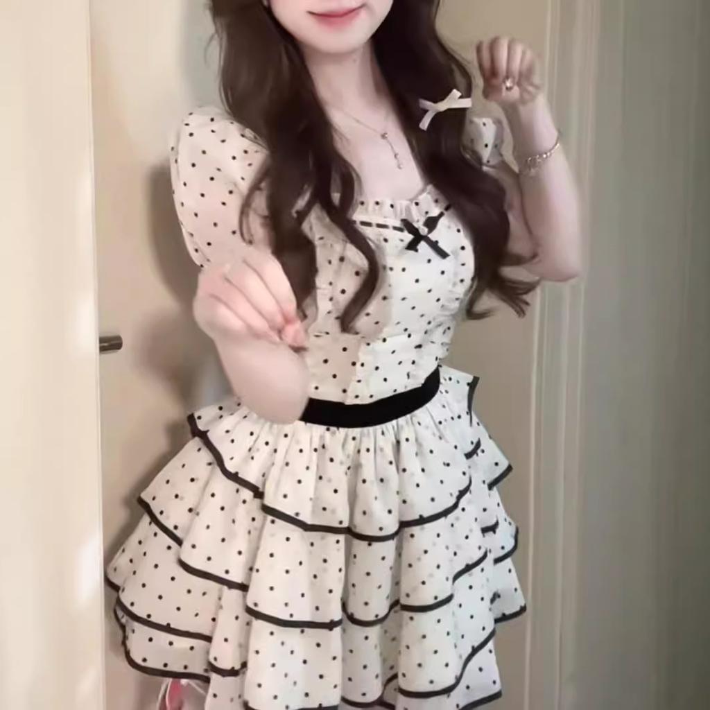 Polka dot tutu dress gentle girl dress sweet and cute waist senior birthday dress princess style cake dress