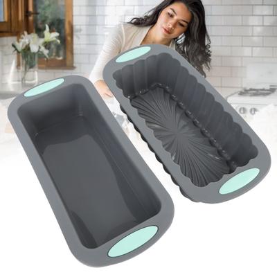 2PCS Non Stick Surface Silicone Loaf Pan Food Grade Silicone Bakeware Cake Pan  Bread Baking