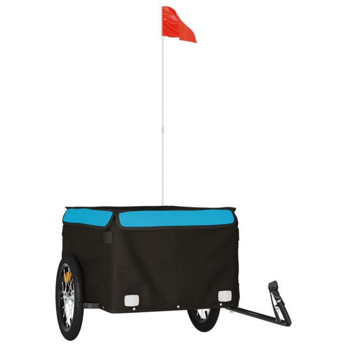 VidaXL Remorque de vélo noir et bleu 45 kg fer 94086